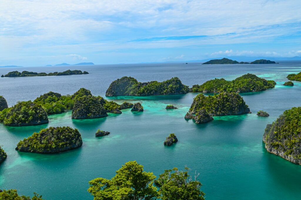 A number of small islands in a body of water