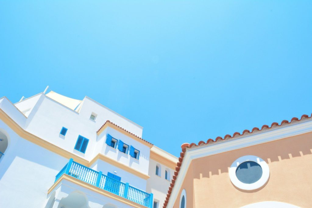 white and orange building