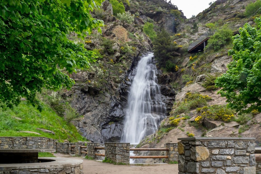 waterfalls in the middle of the forest